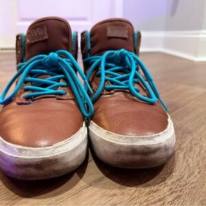 Vans Brown OTW Mid Sneakers with Blue Laces